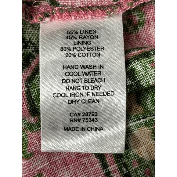 House of Harlow 1960 Linen Blend Halter Mini Dress M Floral Plunge Neck Tie Back - Picture 7 of 7